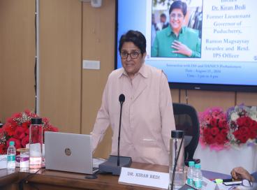 Experience sharing session by Dr. Kiran Bedi (IPS Retd., Former LG Puducherry) with IAS OTs, DANICS and Puducherry probationers